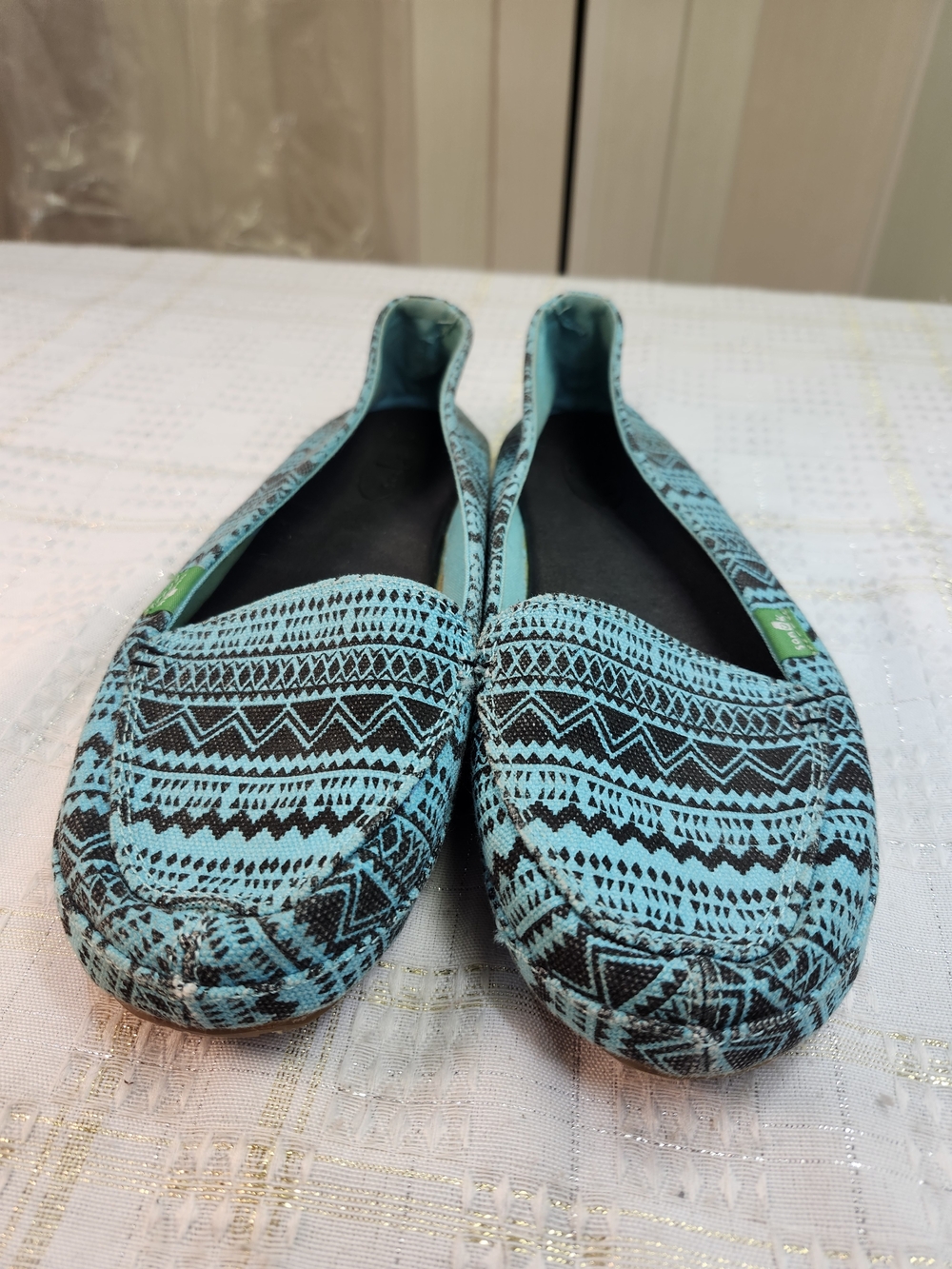 SANUK MIRAGE Women's Turquoise Patterned Slip-On Flats